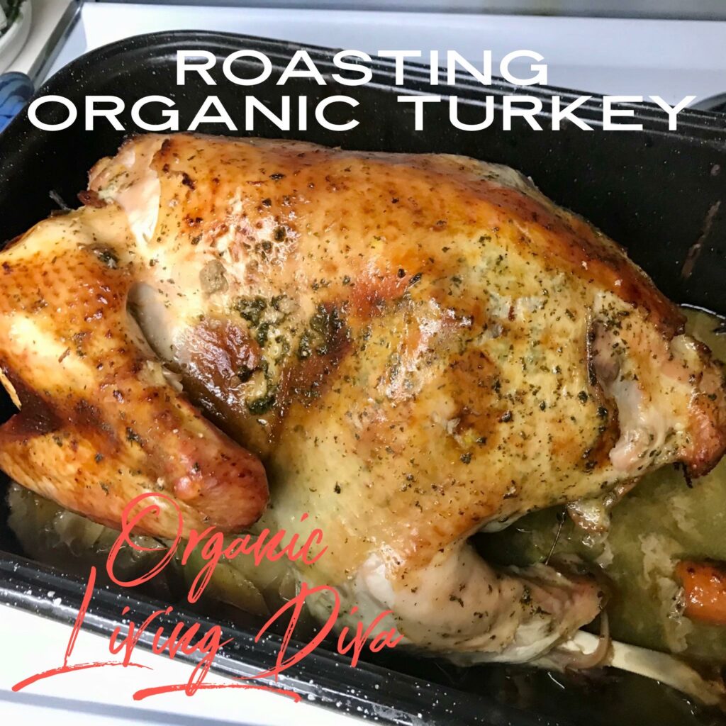 roasting succulent organic turkey